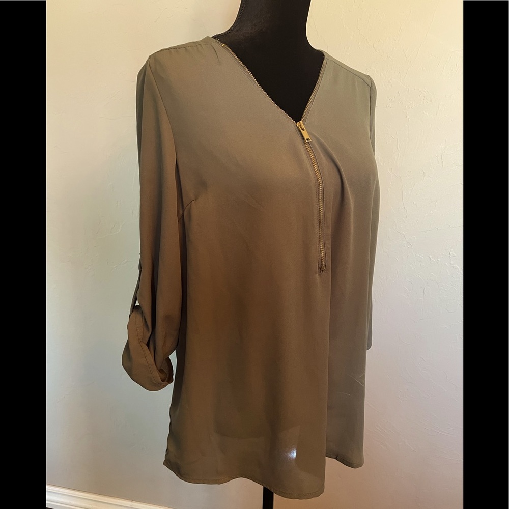 Olive green dress / business casual blouse